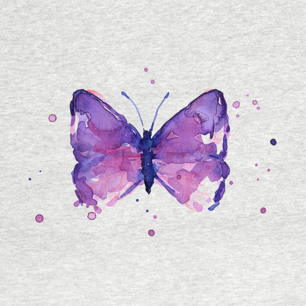 Purple Butterfly Watercolor by Olechka